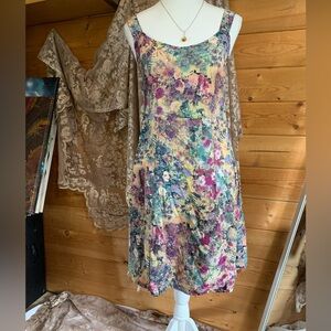 Floral Sleeveless Garden Dress Feminine Ethereal‎ Fairy Boho Whimsigoth Pockets
